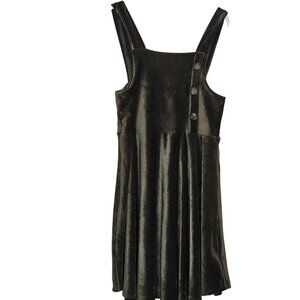 Corduroy cottagecore Olive Green Y2K minimalist square neck overall Dress by Kni